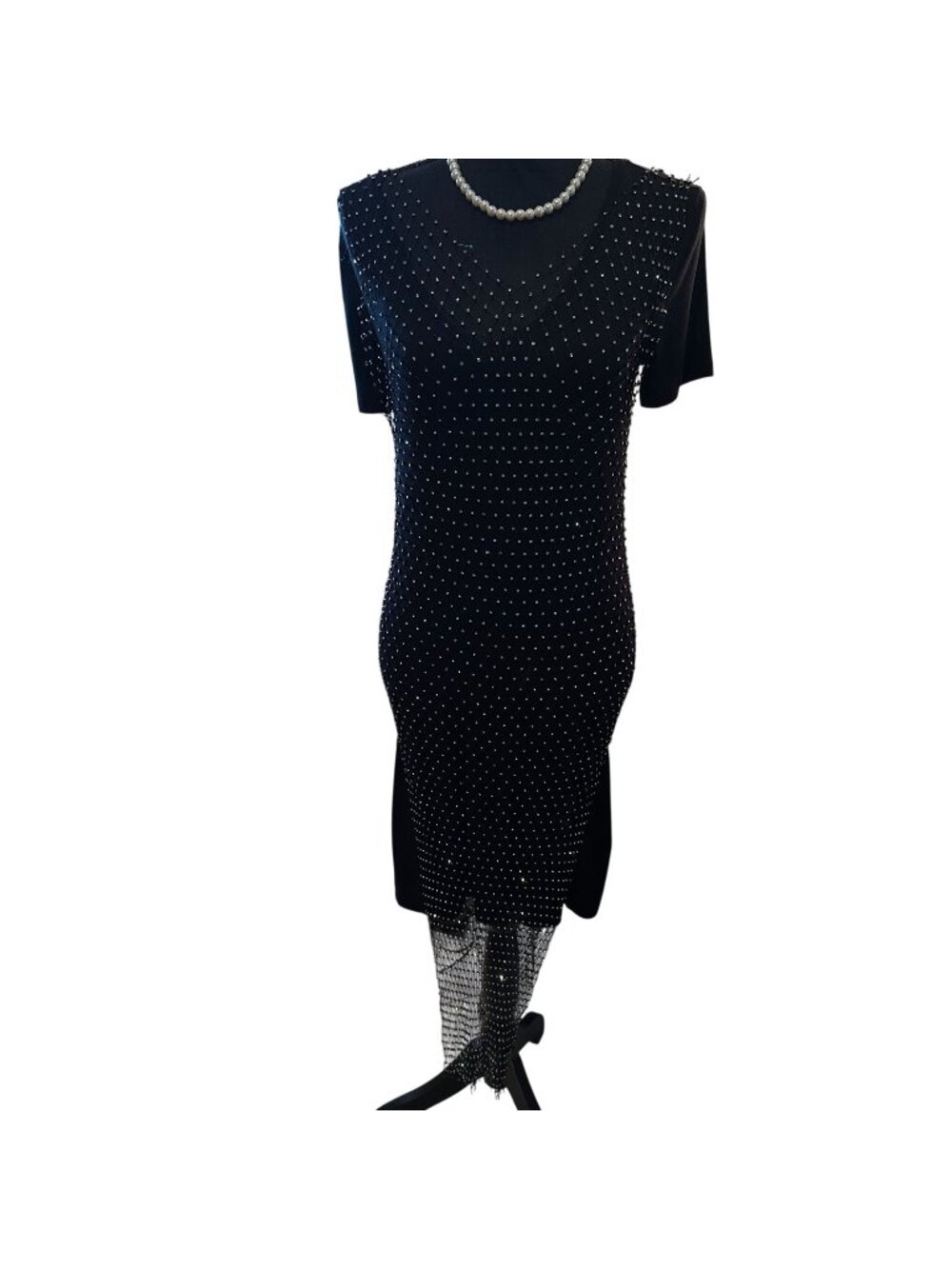 Celebrity Fashion Hera Collection Beaded Sheer Mesh Bodycon Overdress Womens
